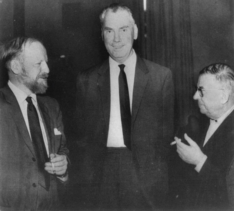 William Golding Artur Lundkvist and Jean Paul Sartre at a writer's congress