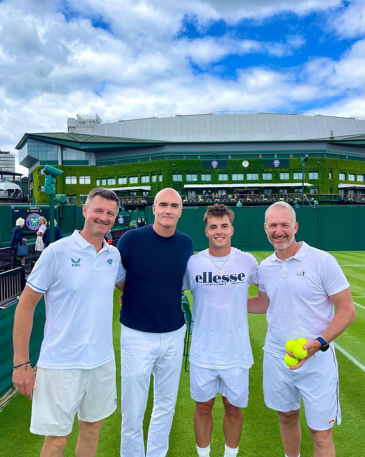 Arthur Fery and father Loïc Fery in Wimbledon